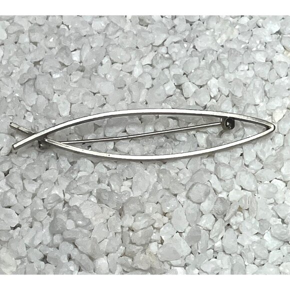 Vintage Sterling Silver Fish Open Brooch Pin Minimalist - Picture 1 of 6